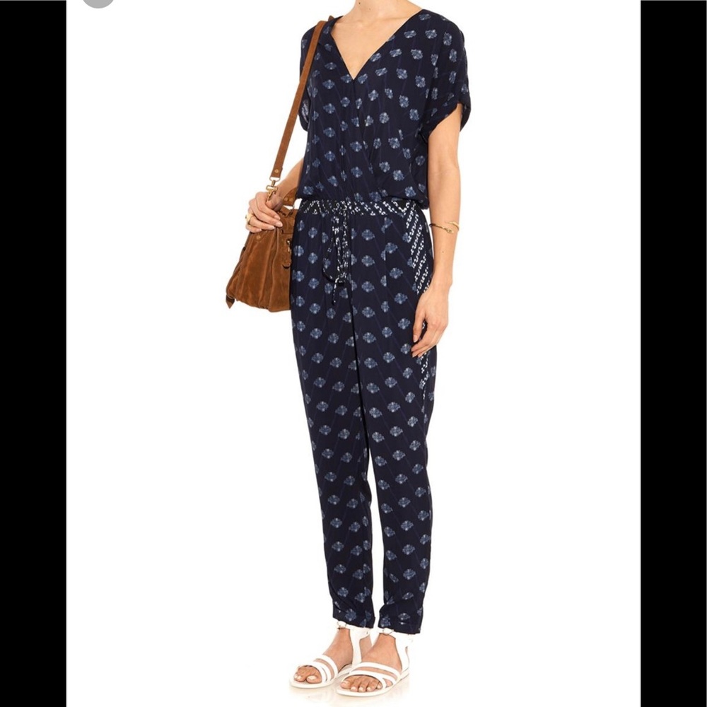 Velvet printed tie waist Jumpsuit